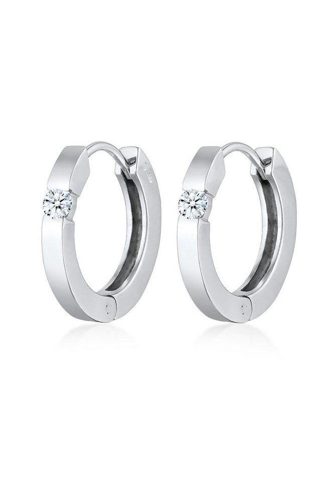 Elli DIAMONDS Paar Creolen Creolen Diamant (0.22 ct) Eleganz 925 Silber, Diamant von Elli DIAMONDS