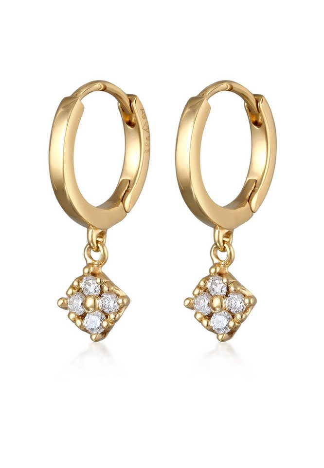 Elli DIAMONDS Paar Creolen Creolen Diamant Laborgezüchtet (0.056 ct) 925 Silber, Viereck von Elli DIAMONDS