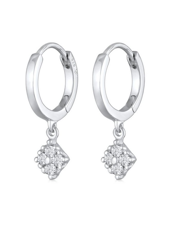 Elli DIAMONDS Paar Creolen Creolen Diamant Laborgezüchtet (0.056 ct) 925 Silber, Viereck von Elli DIAMONDS