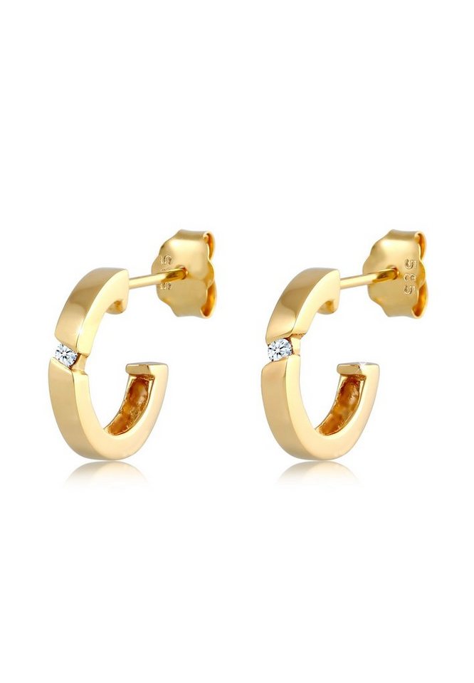 Elli DIAMONDS Paar Creolen Creolen Diamant Weiß Brillantschliff (0.03 ct) 585 Gelbgold von Elli DIAMONDS