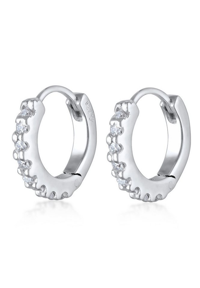 Elli DIAMONDS Paar Creolen Creolen Laborgzüchteter Diamant Weiß (0.064 ct) 925 Sterling Silber von Elli DIAMONDS