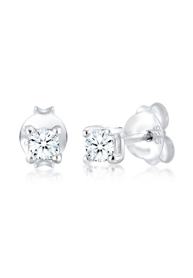 Elli DIAMONDS Paar Ohrstecker Basic Ohrstecker Diamant (0.12 ct) 925er Silber von Elli DIAMONDS