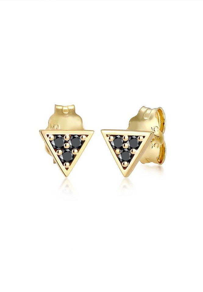 Elli DIAMONDS Paar Ohrstecker Dreieck Geo Black Diamant (0.09 ct) 375er Gelbgold von Elli DIAMONDS