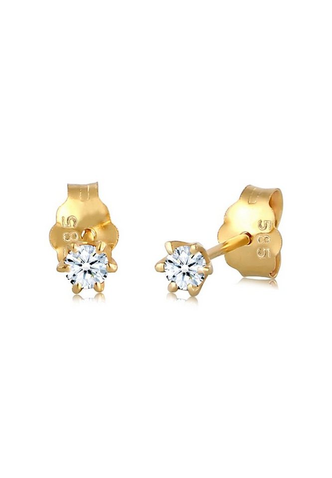 Elli DIAMONDS Paar Ohrstecker Elegant Klassisch Diamant (0.12 ct) 585 Gelbgold von Elli DIAMONDS