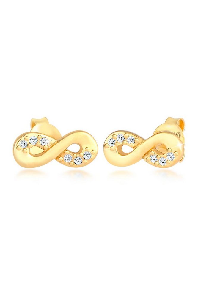 Elli DIAMONDS Paar Ohrstecker Infinity Diamant (0.06 ct) Liebe 585 Gelbgold von Elli DIAMONDS