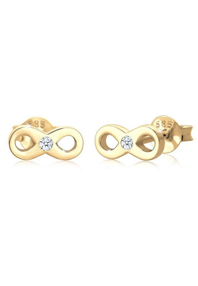 Elli DIAMONDS Paar Ohrstecker Infinity Liebe Diamant (0.03 ct) 585 Gelbgold, Infinity von Elli DIAMONDS