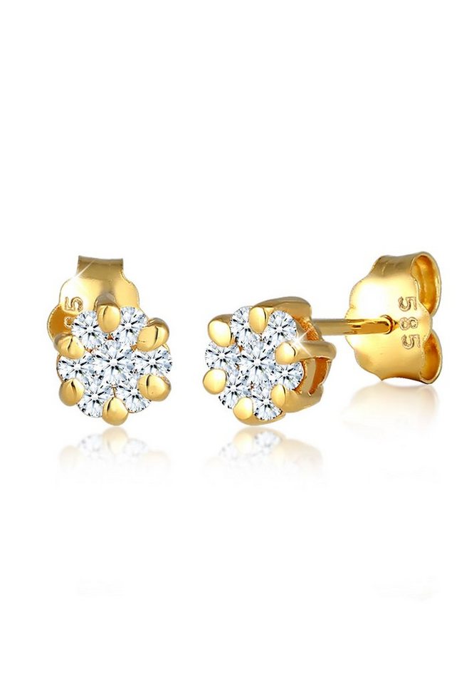 Elli DIAMONDS Paar Ohrstecker Ohrstecker Diamant Weiß Brillantschliff (0.024 ct) 585 Gelbgold von Elli DIAMONDS