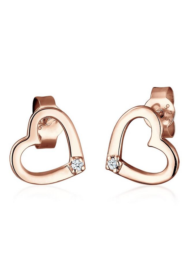 Elli DIAMONDS Paar Ohrstecker Ohrstecker Herz Diamant Weiß (0.03 ct) 925 Sterling Silber von Elli DIAMONDS