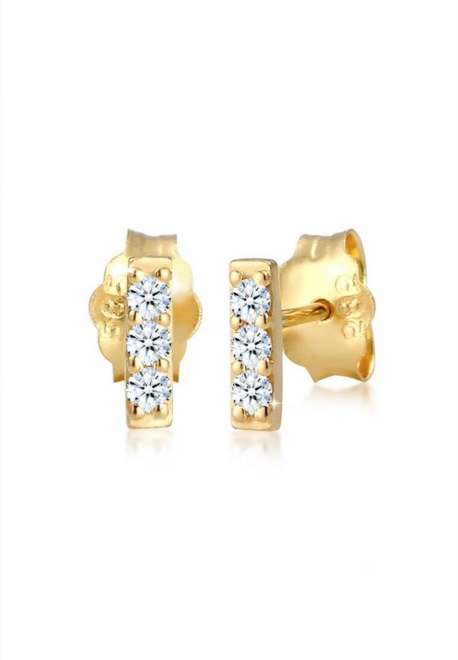 Elli DIAMONDS Paar Ohrstecker Ohrstecker Rechteck Diamant (0.09 ct) 585 Gelbgold, Rechteck von Elli DIAMONDS