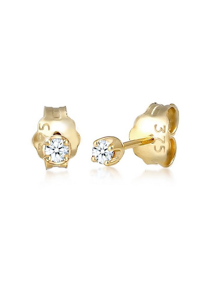 Elli DIAMONDS Paar Ohrstecker Stecker Basic Diamant (0.03 ct) 375er Gelbgold von Elli DIAMONDS