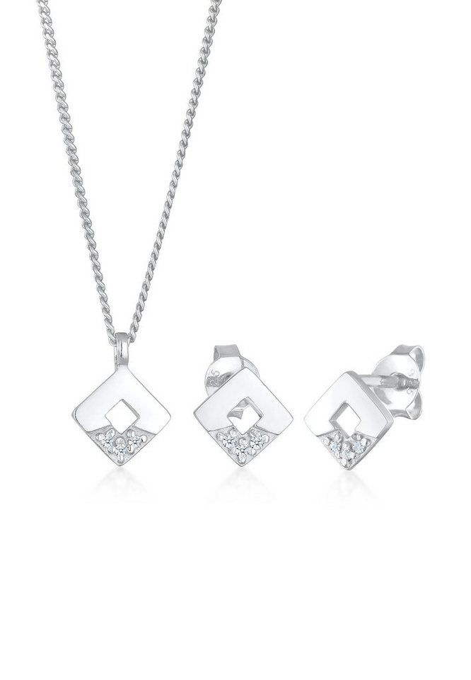 Elli DIAMONDS Schmuckset Diamant (0.045 ct) Geo Design 925 Silber, Diamant von Elli DIAMONDS