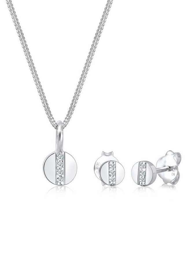 Elli DIAMONDS Schmuckset Kreis Geo Form Diamant (0.05 ct) 925 Silber Figa von Elli DIAMONDS