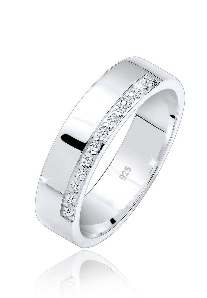 Elli DIAMONDS Verlobungsring Bandring Basic Diamanten (0.06 ct) 925 Silber von Elli DIAMONDS