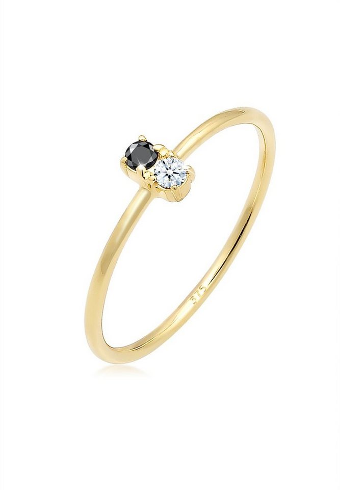 Elli DIAMONDS Verlobungsring Bi-Color Schwarzer Diamant (0.06 ct) 375 Gelbgold von Elli DIAMONDS