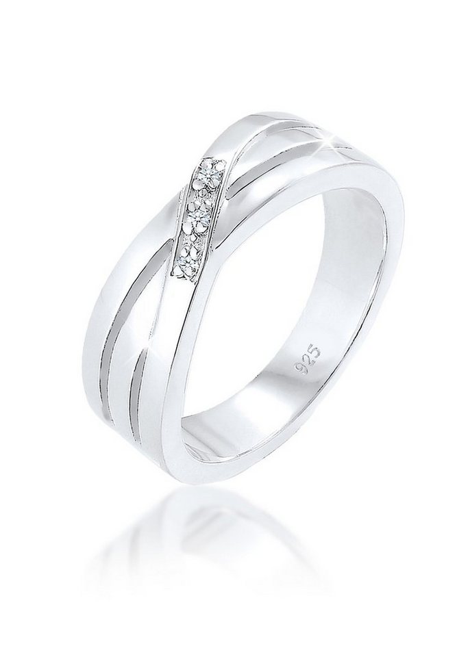 Elli DIAMONDS Verlobungsring Bandring Diamant Weiß Brillantschliff (0.015 ct) 925 Sterling Silber von Elli DIAMONDS