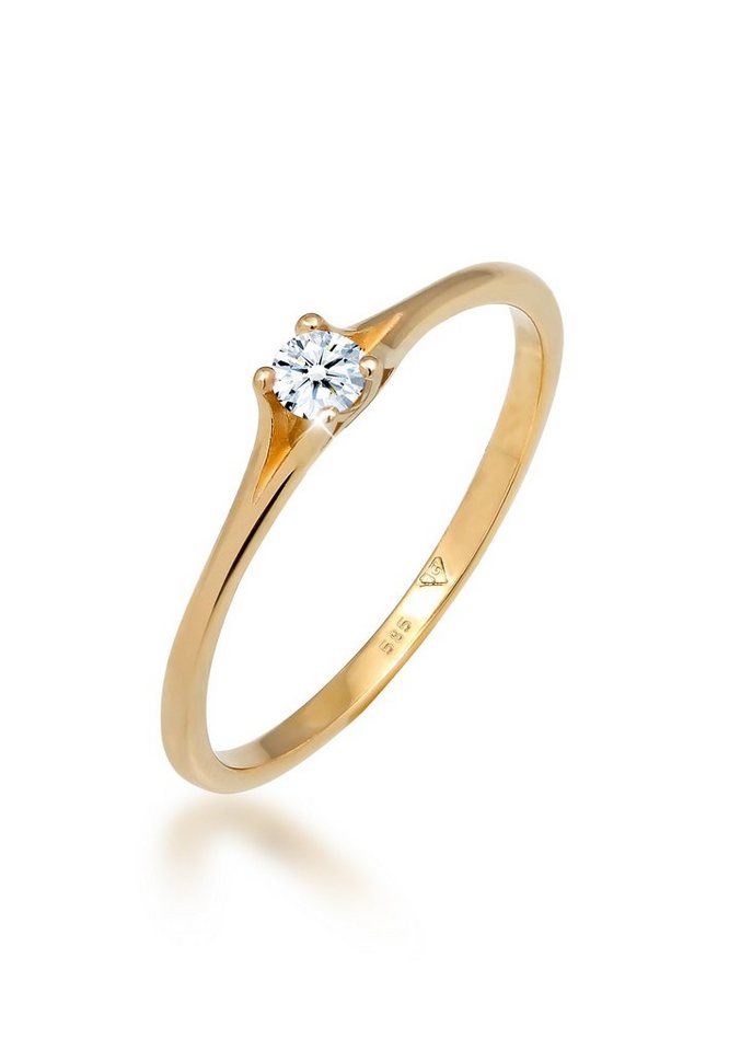 Elli DIAMONDS Verlobungsring Diamant Weiß Brillantschliff (0.06ct) 585 Gelbgold von Elli DIAMONDS
