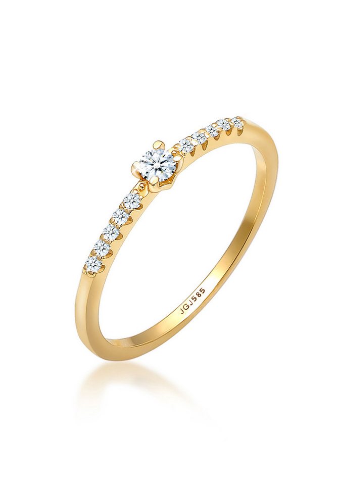 Elli DIAMONDS Verlobungsring Microsetting Diamant (0.11 ct) 585er Gelbgold von Elli DIAMONDS