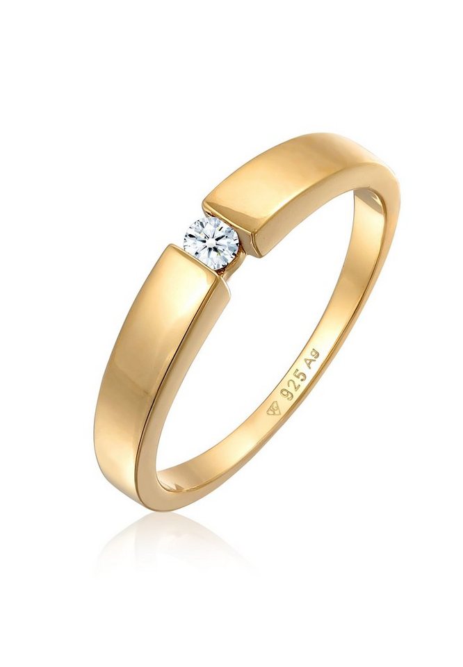Elli DIAMONDS Verlobungsring Klassisch Bandring Diamant 0.06 ct. 925 Silber von Elli DIAMONDS