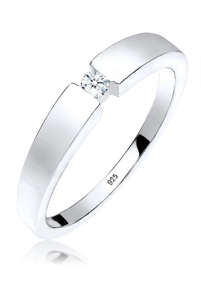 Elli DIAMONDS Verlobungsring Klassisch Bandring Diamant 0.06 ct. 925 Silber von Elli DIAMONDS