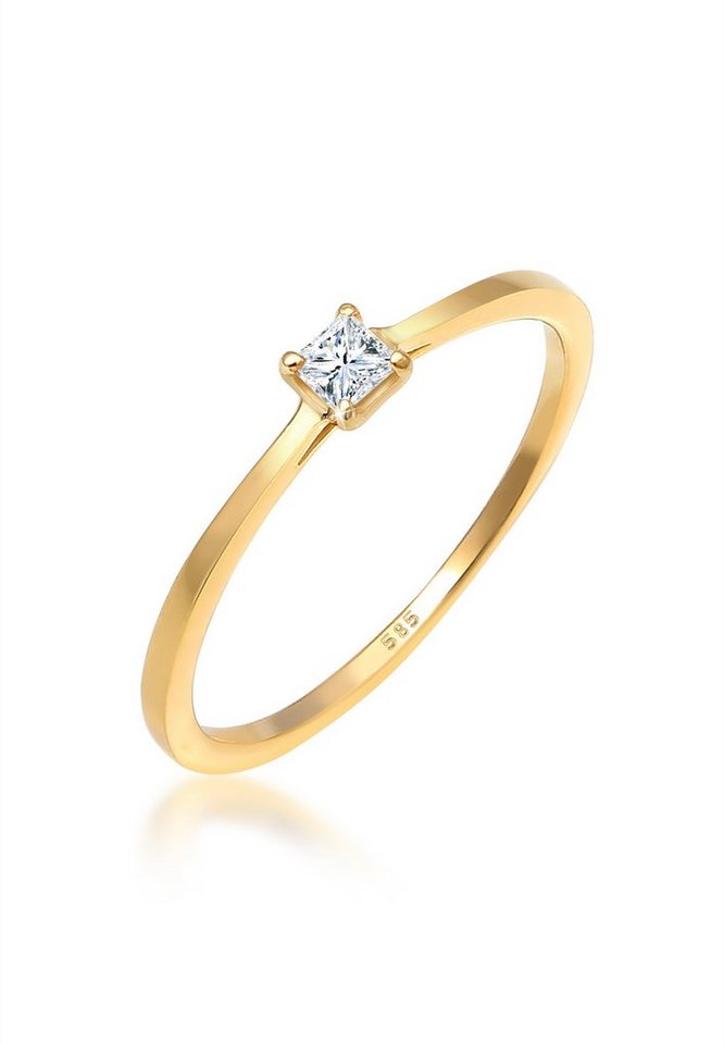 Elli DIAMONDS Verlobungsring Prinzessschliff Diamant (0.1 ct) 585 Gelbgold von Elli DIAMONDS