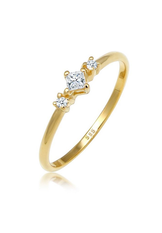 Elli DIAMONDS Verlobungsring Prinzessschliff Diamant (0.13 ct) 585 Gelbgold von Elli DIAMONDS