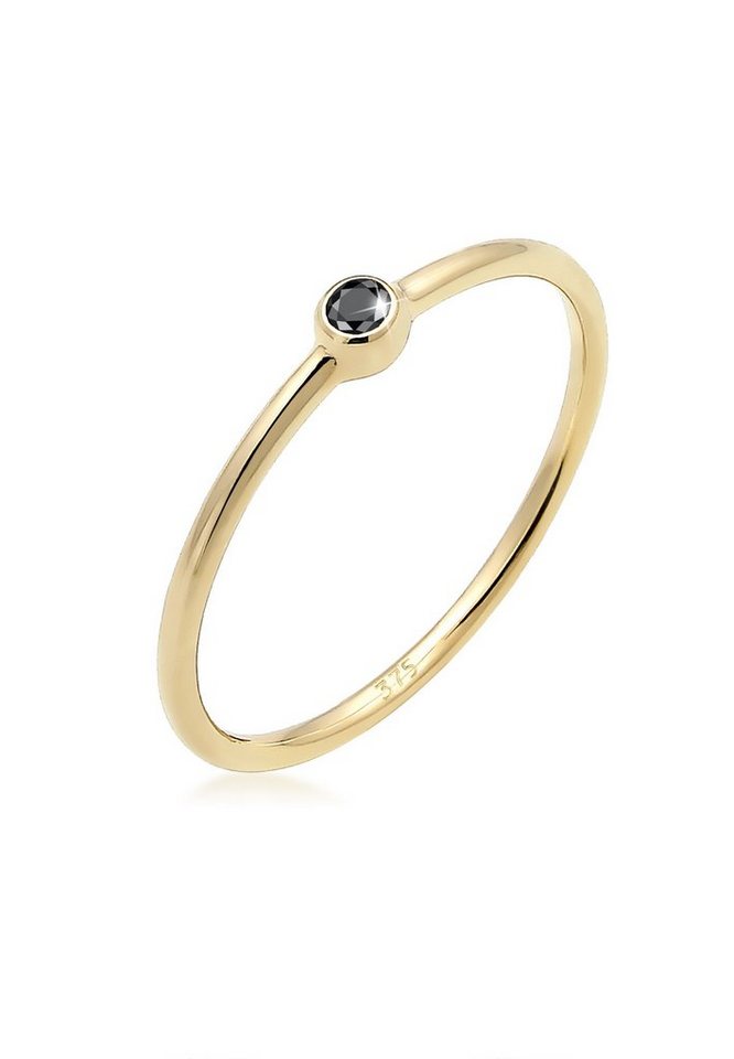 Elli DIAMONDS Verlobungsring Solitär Schwarzer Diamant (0.03 ct) 375er Gelbgold von Elli DIAMONDS