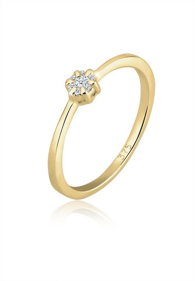 Elli DIAMONDS Verlobungsring Verlobungsring Blume Diamant Weiß (0.045ct) 375 Gelbgold von Elli DIAMONDS