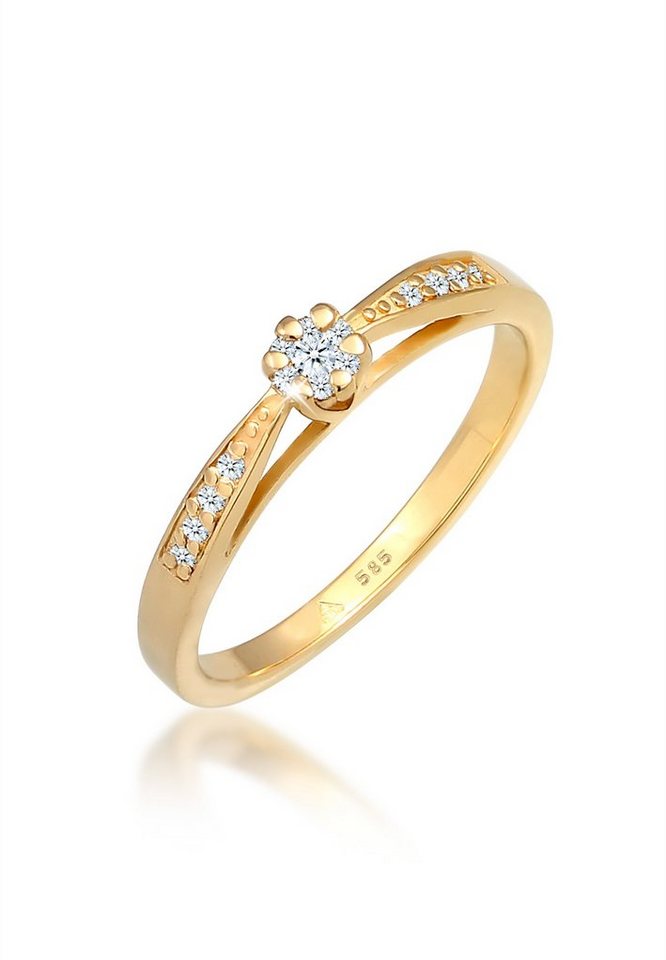 Elli DIAMONDS Verlobungsring Diamant Weiß Brillantschliff (0.085 ct) 585 Gelbgold von Elli DIAMONDS