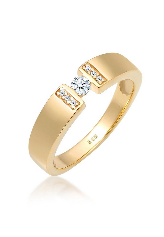 Elli DIAMONDS Verlobungsring Diamant Weiß Brillantschliff (0.14 ct) 585 Gelbgold von Elli DIAMONDS