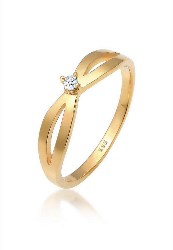 Elli DIAMONDS Verlobungsring Verlobung Vintage Diamant (0.03 ct) 585 Gelbgold von Elli DIAMONDS