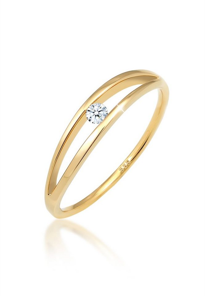 Elli DIAMONDS Verlobungsring Verlobung Wellen Diamant (0.06 ct) 585 Gelbgold von Elli DIAMONDS