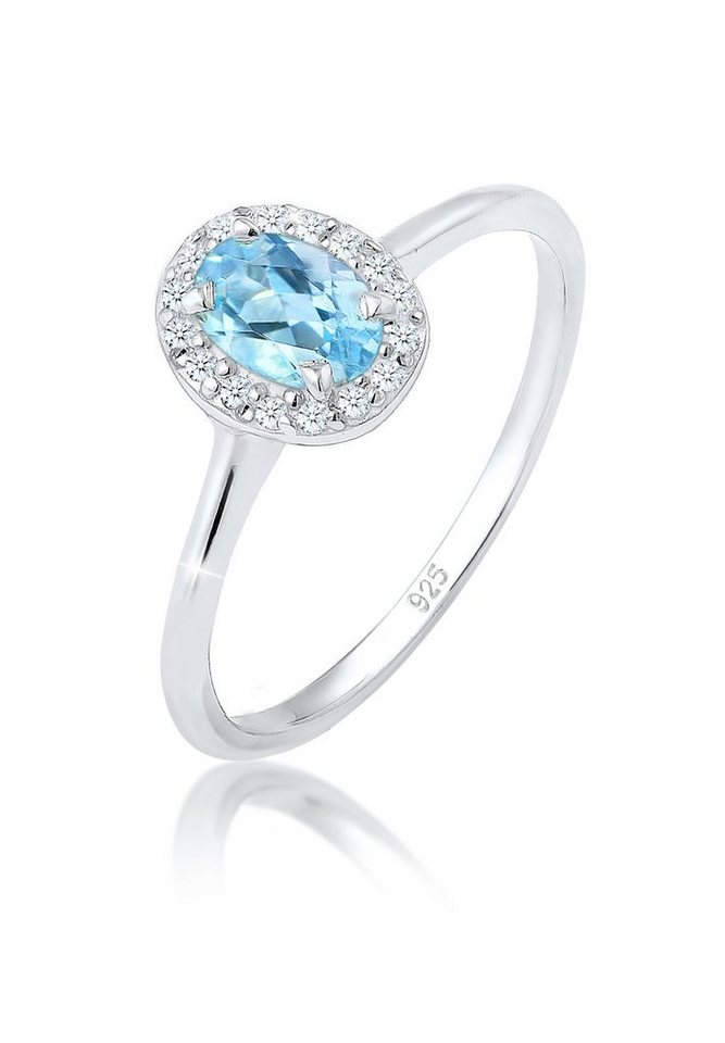 Elli DIAMONDS Verlobungsring Oval Topas Diamant Brillantschliff (0.08 ct) 925 Sterling Silber von Elli DIAMONDS
