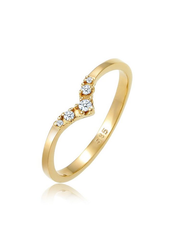 Elli DIAMONDS Verlobungsring V-Form Diamant (0.07 ct) 585 Gelbgold von Elli DIAMONDS