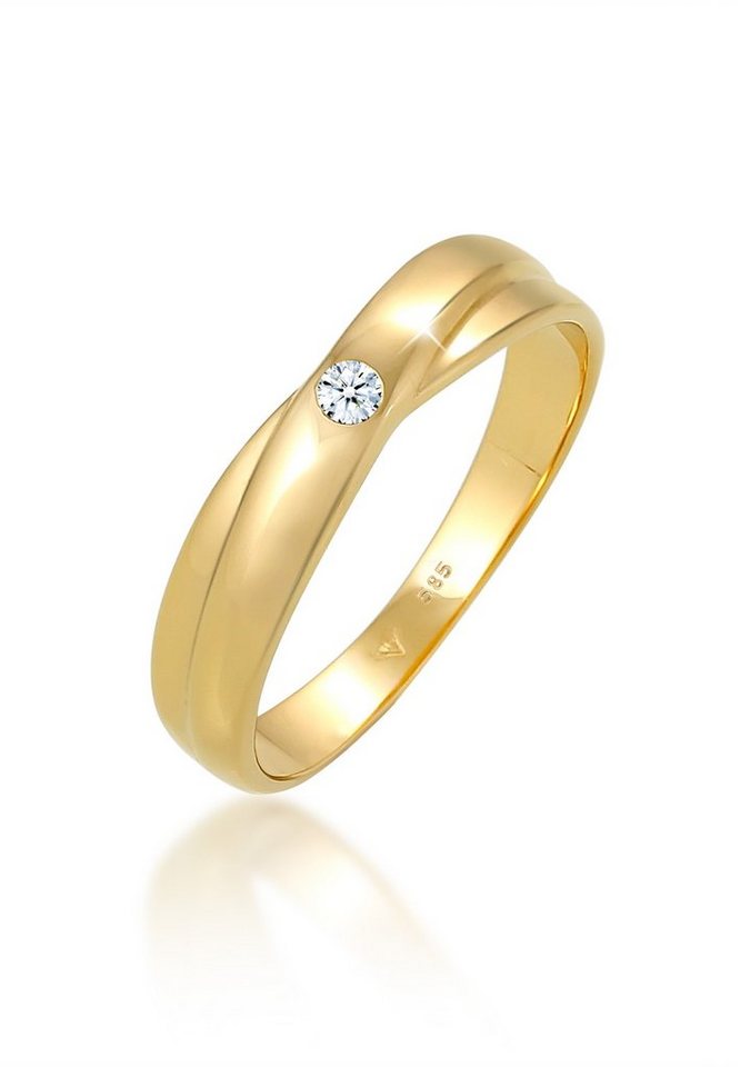 Elli DIAMONDS Verlobungsring Wickelring Solitär Diamant (0.03 ct) 585 Gelbgold von Elli DIAMONDS