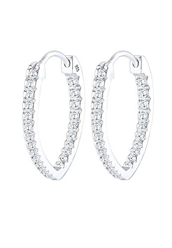 Elli Ohrringe Damen Creolen Elegant Oval mit Zirkonia Kristallen in 925 Sterling Silber von Elli