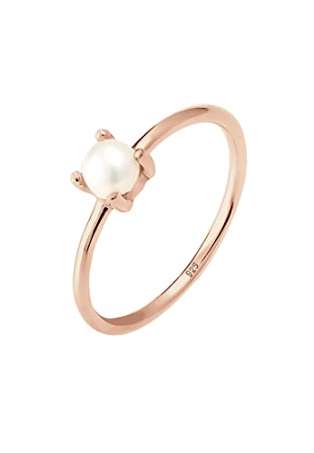 Elli Ring Damen Solitär Schlicht mit Süßwasserperle aus 925 Sterling Silber von Elli