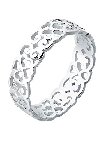 Elli Ring Damen Herz Kleeblatt Ornament Cut Out in 925 Sterling Silber von Elli