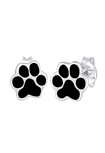 Elli Ohrringe Damen Ohrstecker Pfoten Tier Hund Katze Filigran mit Emaille in 925 Sterling Silber von Elli