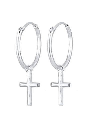 Elli Ohrringe Damen Creolen Kreuz Anhänger Glaube Religion in 925 Sterling Silber von Elli
