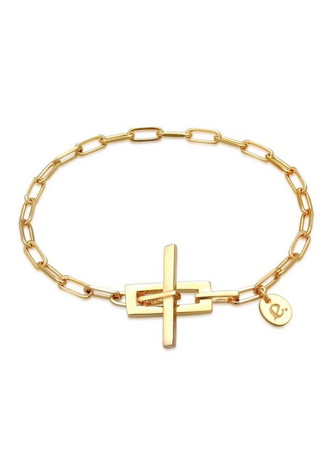 Elli Premium Armband Gliederkette T-Verschluss 925 Silber vergoldet (kein Set, 1-tlg), T-Bar von Elli Premium