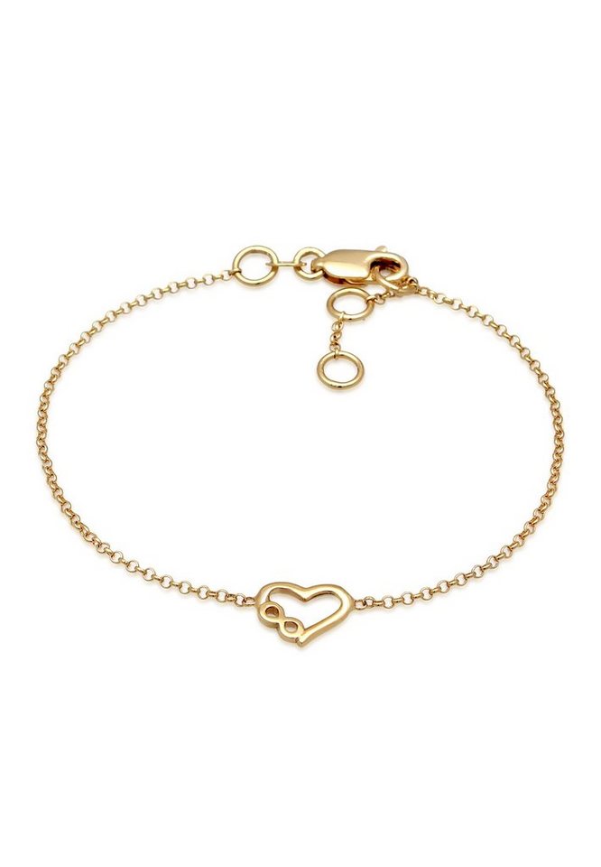 Elli Premium Armband Herz Liebe Unendlichkeit Infinity 375 Gelbgold, Herz von Elli Premium