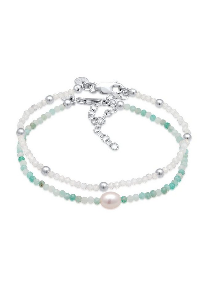 Elli Premium Armband Set Mondstein Amazonit Süßwasserperle 2er Set 925 Silber, Kugel Elli Premium Armband Set Mondstein Amazonit Süßwasserperle 2er Set 925 Silber, Kugel von Elli Premium