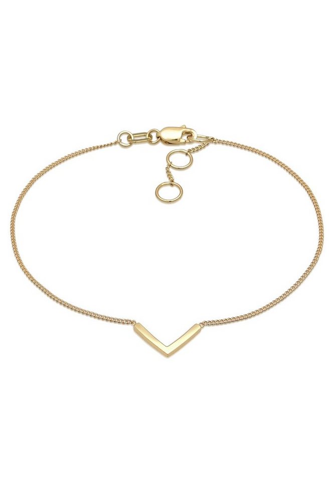 Elli Premium Armband V-Anhänger Geo Minimal 375 Gelbgold (kein Set, 1-tlg), Buchstabe von Elli Premium