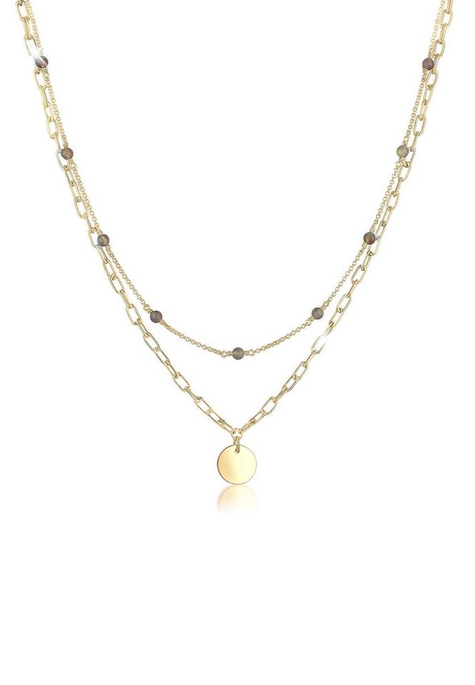Elli Premium Collierkettchen Layer Gliederkette Labradorit 925 Sterling Silber von Elli Premium