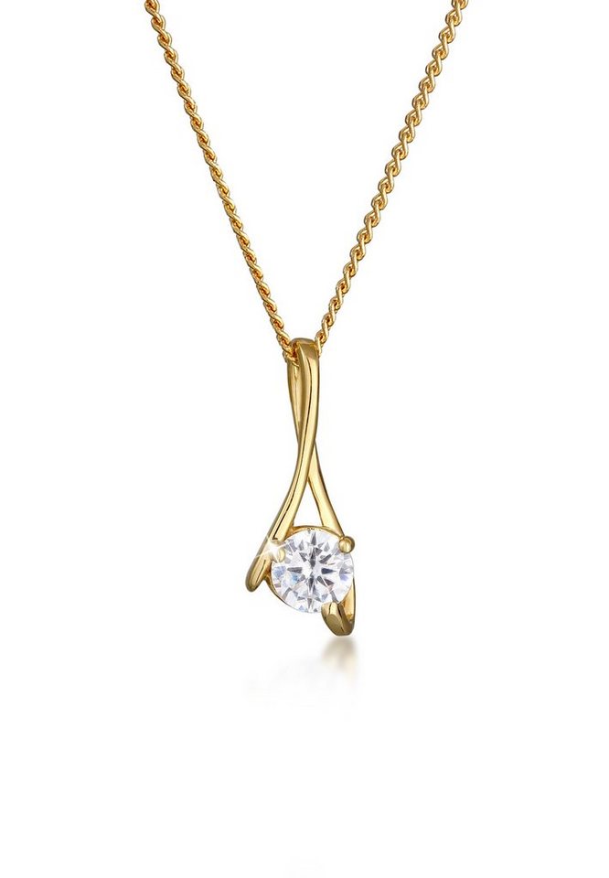 Elli Premium Collierkettchen Zirkonia 585 Gelbgold von Elli Premium