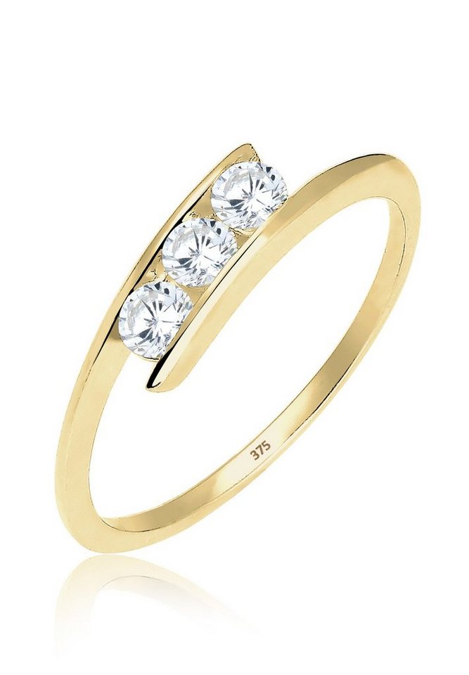 Elli Premium Fingerring 375 Gelbgold Zirkonia von Elli Premium