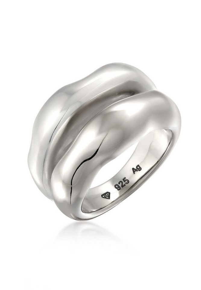 Elli Premium Fingerring Bandring Bicolor Organic Look 925 Sterling Silber vergoldet von Elli Premium