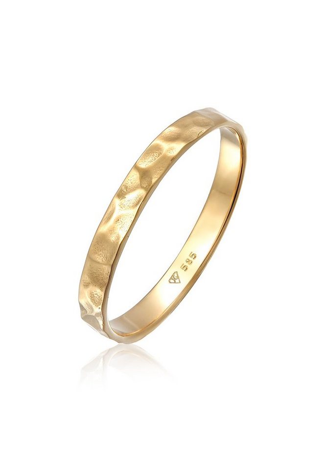 Elli Premium Fingerring Bandring Freundschaftsring Ehering 585er Gelbgold von Elli Premium