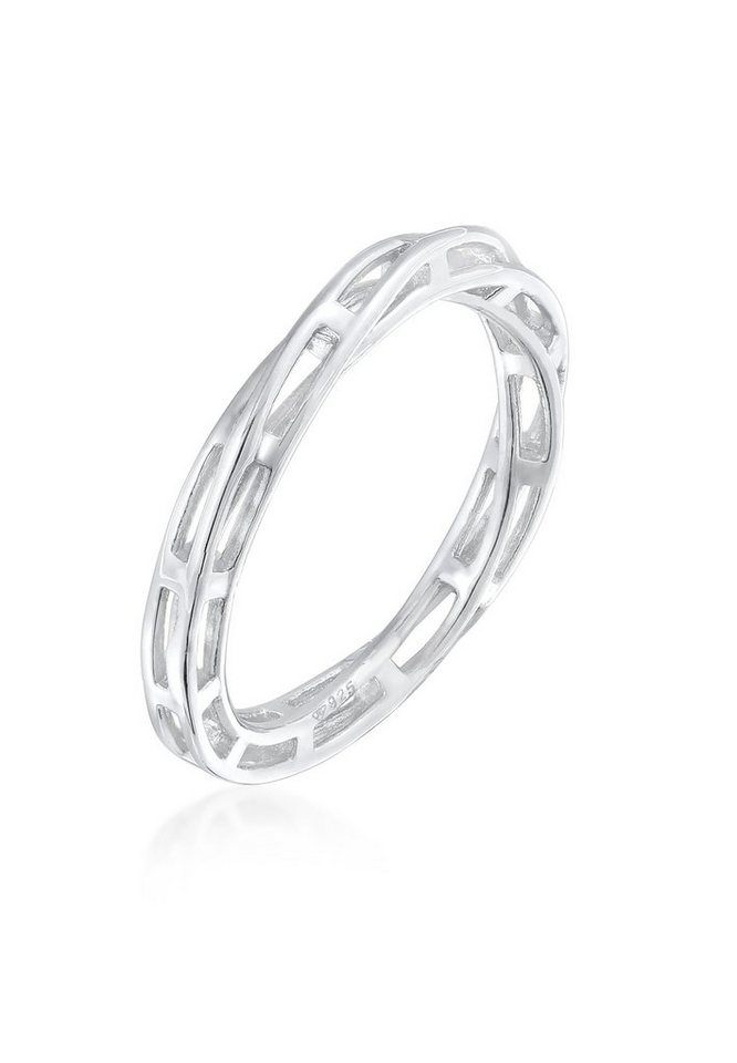 Elli Premium Fingerring Bandring Gedreht Ketten Design 925 Silber, Twisted von Elli Premium