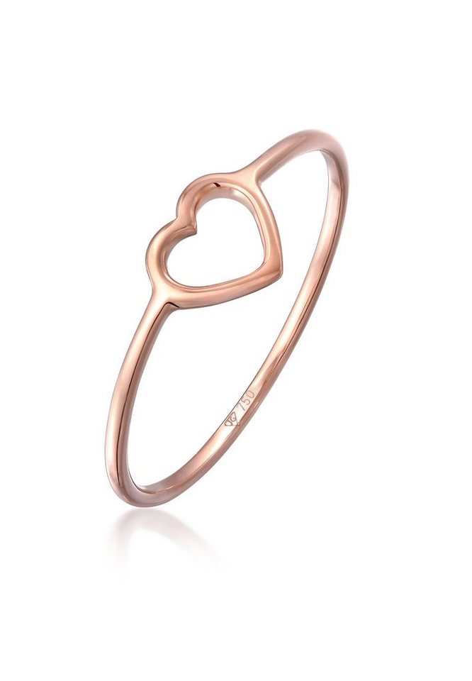 Elli Premium Fingerring Bandring Herz Symbol Trend 750 Roségold (18 Karat) von Elli Premium